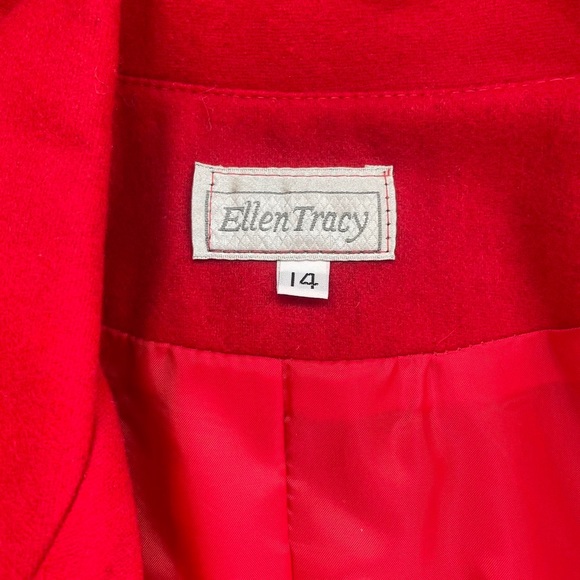 VINTAGE 80's RED WOOL OVERSIZED BLAZER - Picture 5 of 6